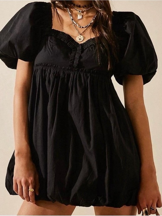 Free People Dresses & Skirts - Free People Black Puff Sleeve Babydoll Dress